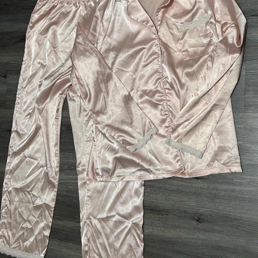Ekouaer Women's Satin Pajama Set in Blush Pink